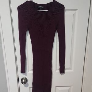 Express Women's Long Sleeve Burgundy Dress